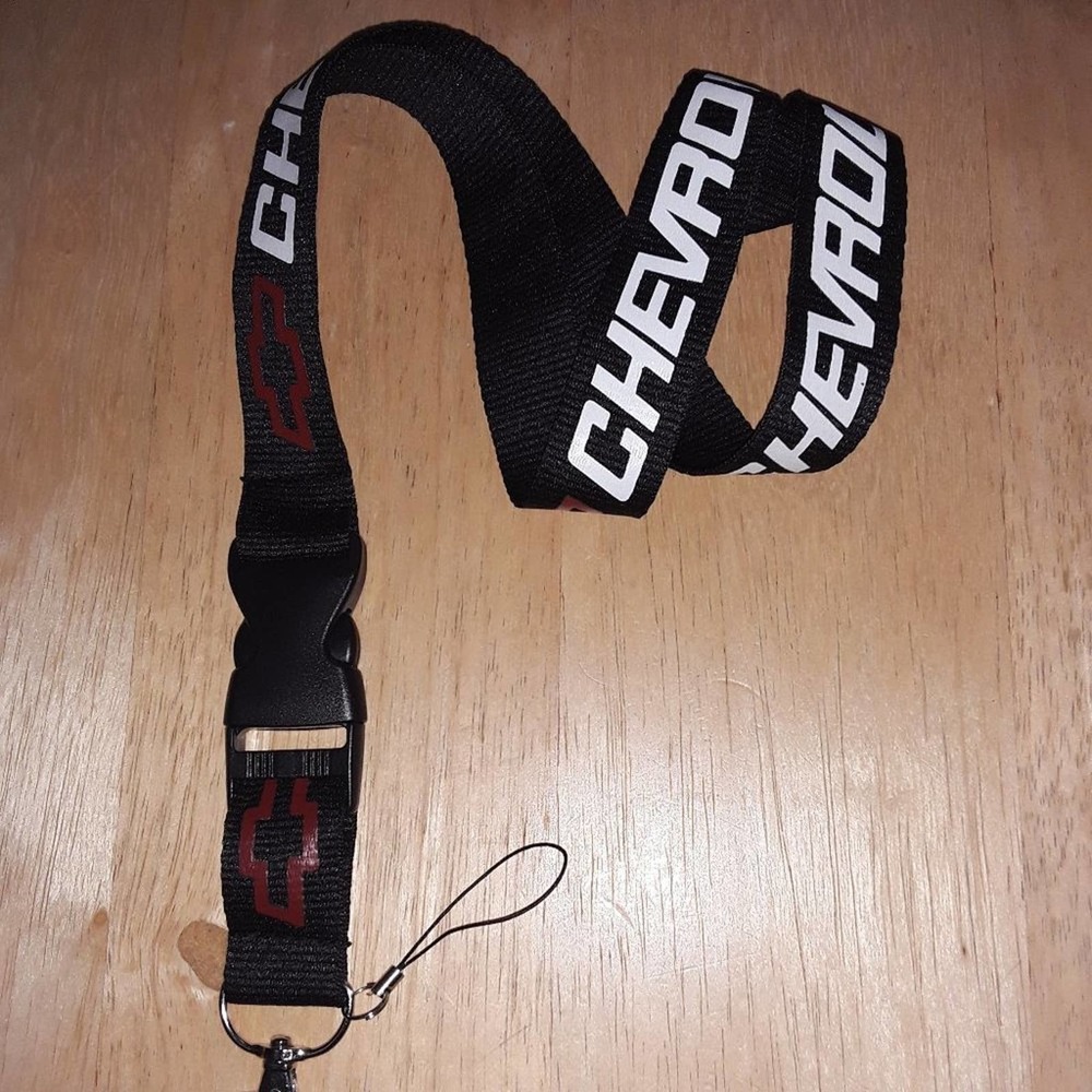 A2. Car Key Holder Chevrolet Black One Size Neck Strap Detachable Lanyard & Clip